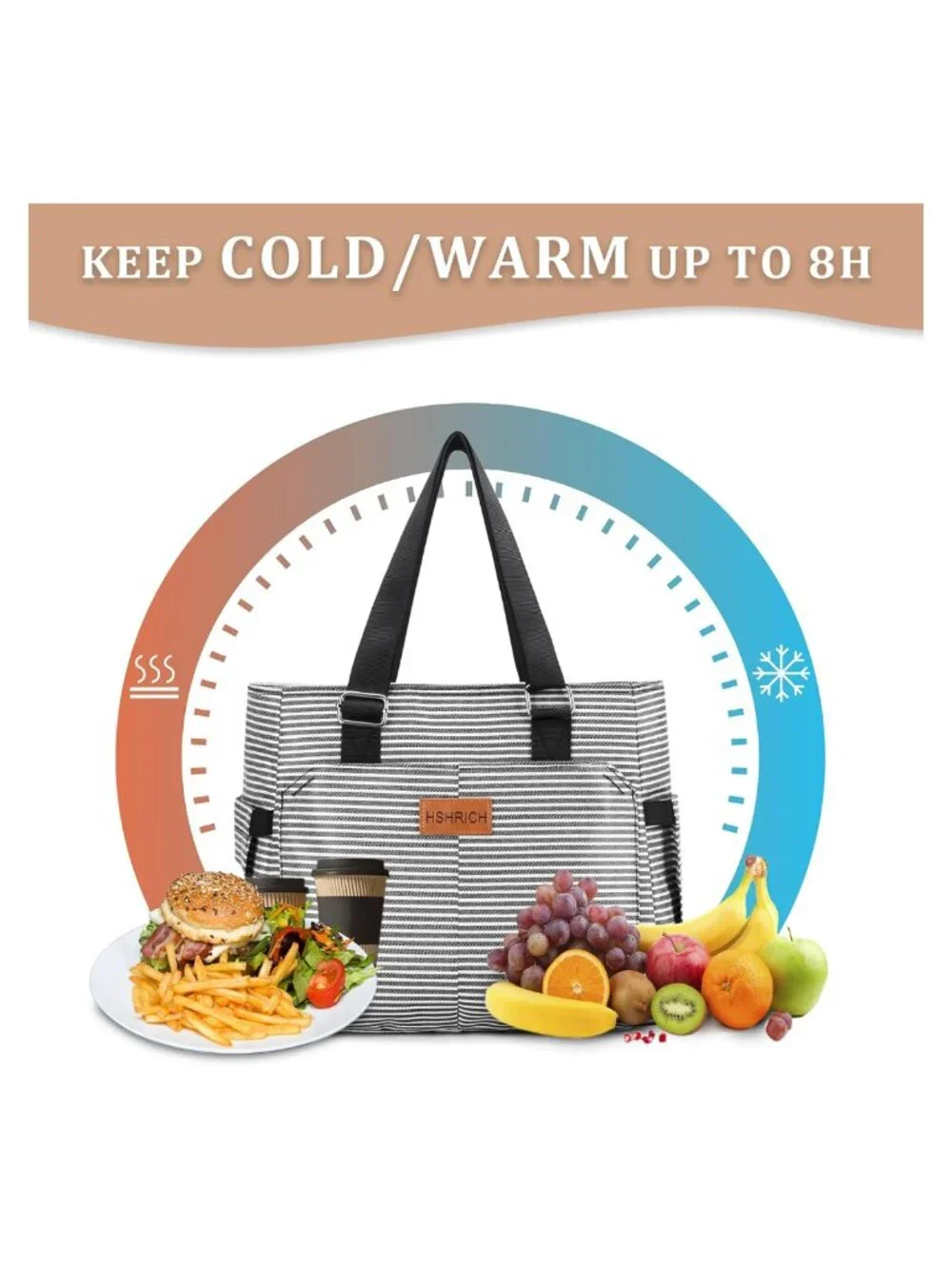 Insulated Lunch Bag Large Tote Lunch Box for Work Aluminum Oxford